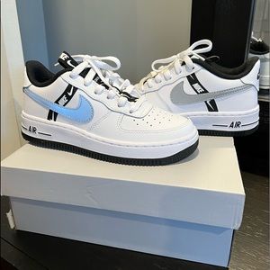Nike AirForce 1 . Size 3.5 GS. White Black Reflective.